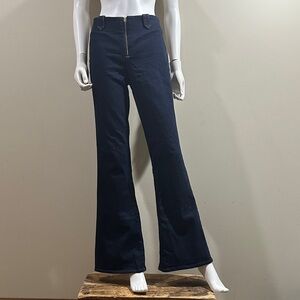 Express Size 6 70’s Flair Women's Midrise Stretch Navy Blue Jeans Zip Up Zipper